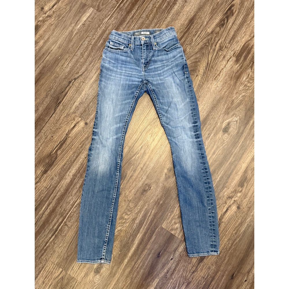 BKE Men's Alec Skinny Jeans Medium Wash Stretch Denim Buckle Sz 27R
